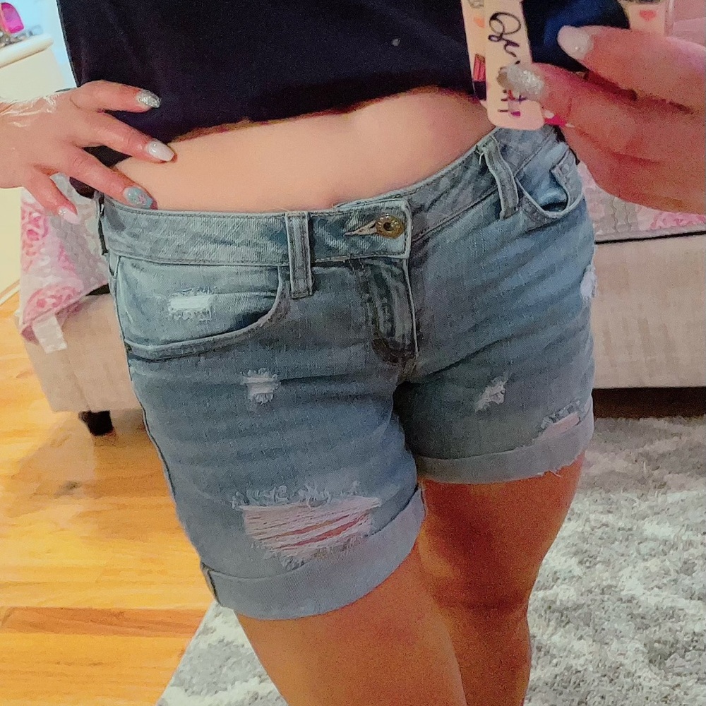 TOI MOI SNEEK PEEK distressed cuffed denim short-M